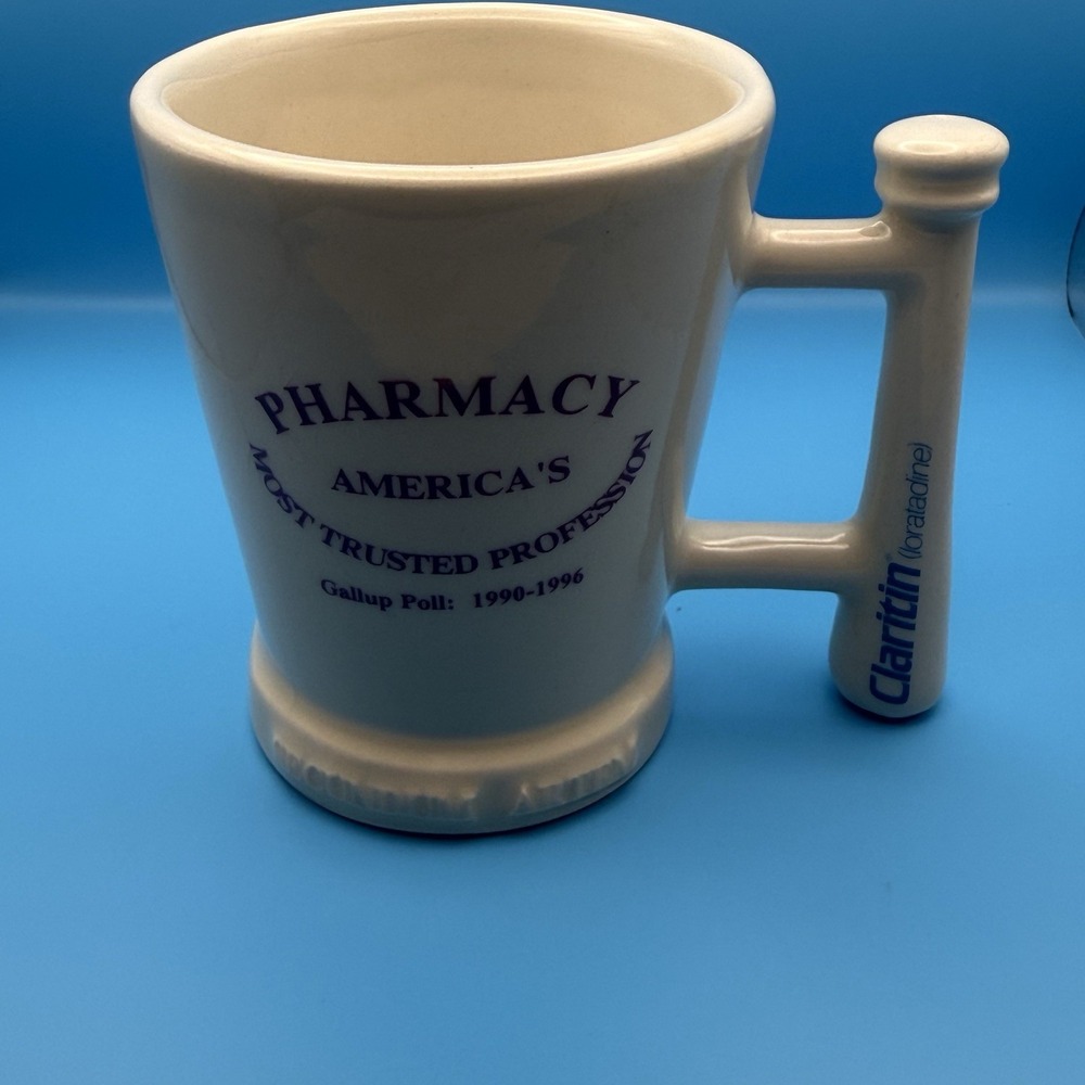 Claritin Loratadine Pharmacy Pharmacist Advertising Novelty Ceramic Mug 1990s